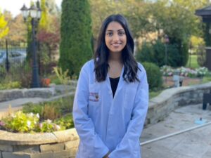 Woman smiling outside