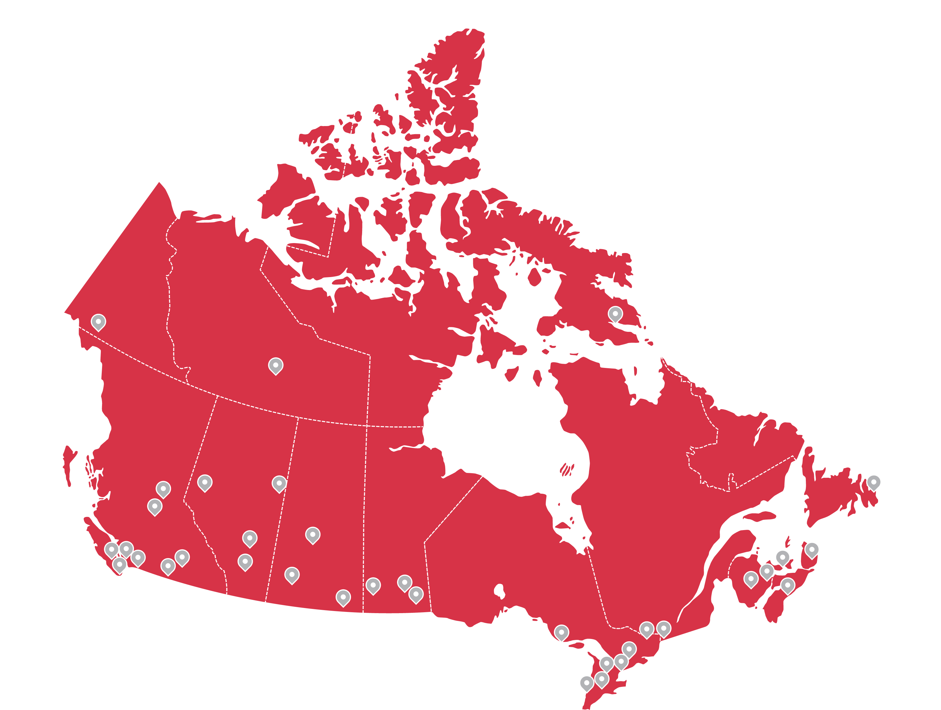 Carte des endroits qui ont participé aux tables rondes