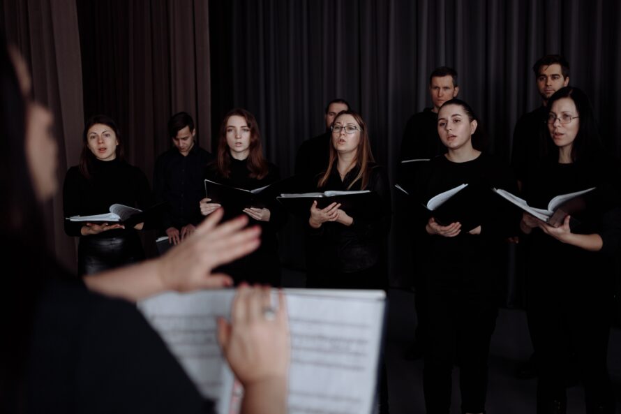 people singing in choir